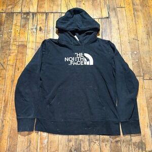The North Face Hoodie Women's Large Black Cotton Long Sleeve Drawstring Pullover